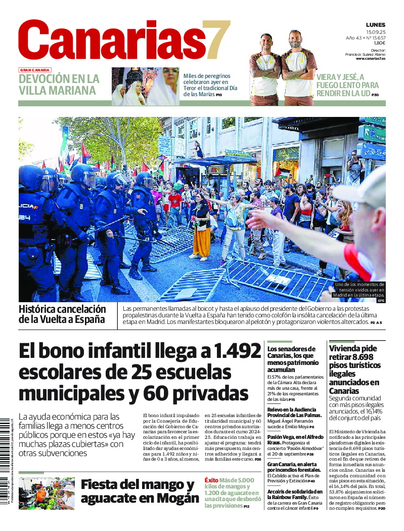 Portada Canarias7 15-09-2025