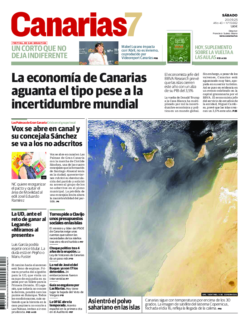 Portada Canarias7 20-09-2025