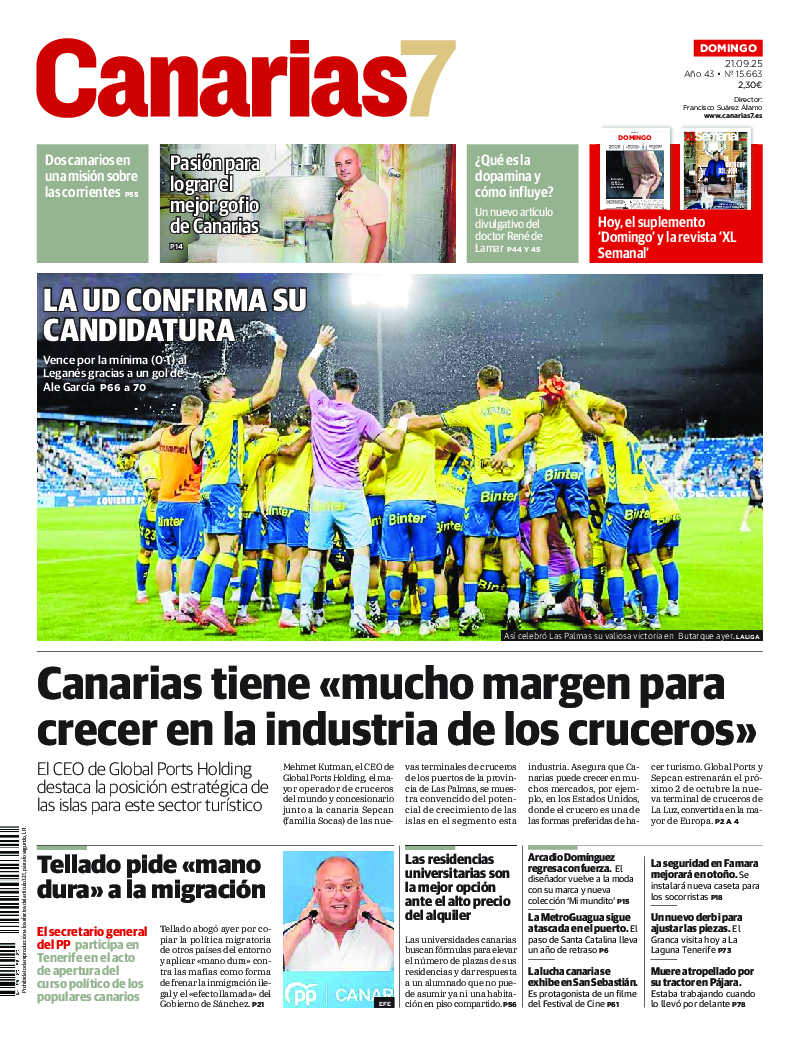 Portada Canarias7 21-09-2025