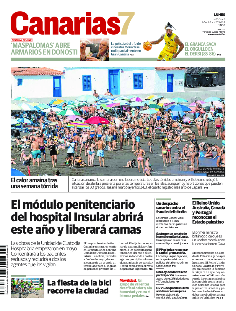 Portada Canarias7 22-09-2025