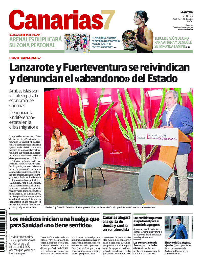Portada Canarias7 23-09-2025