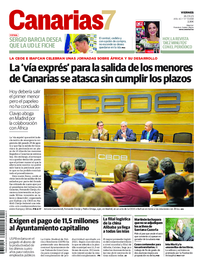 Portada Canarias7 26-09-2025