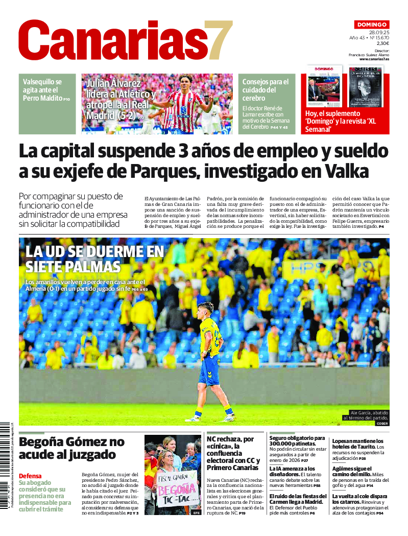 Portada Canarias7 28-09-2025