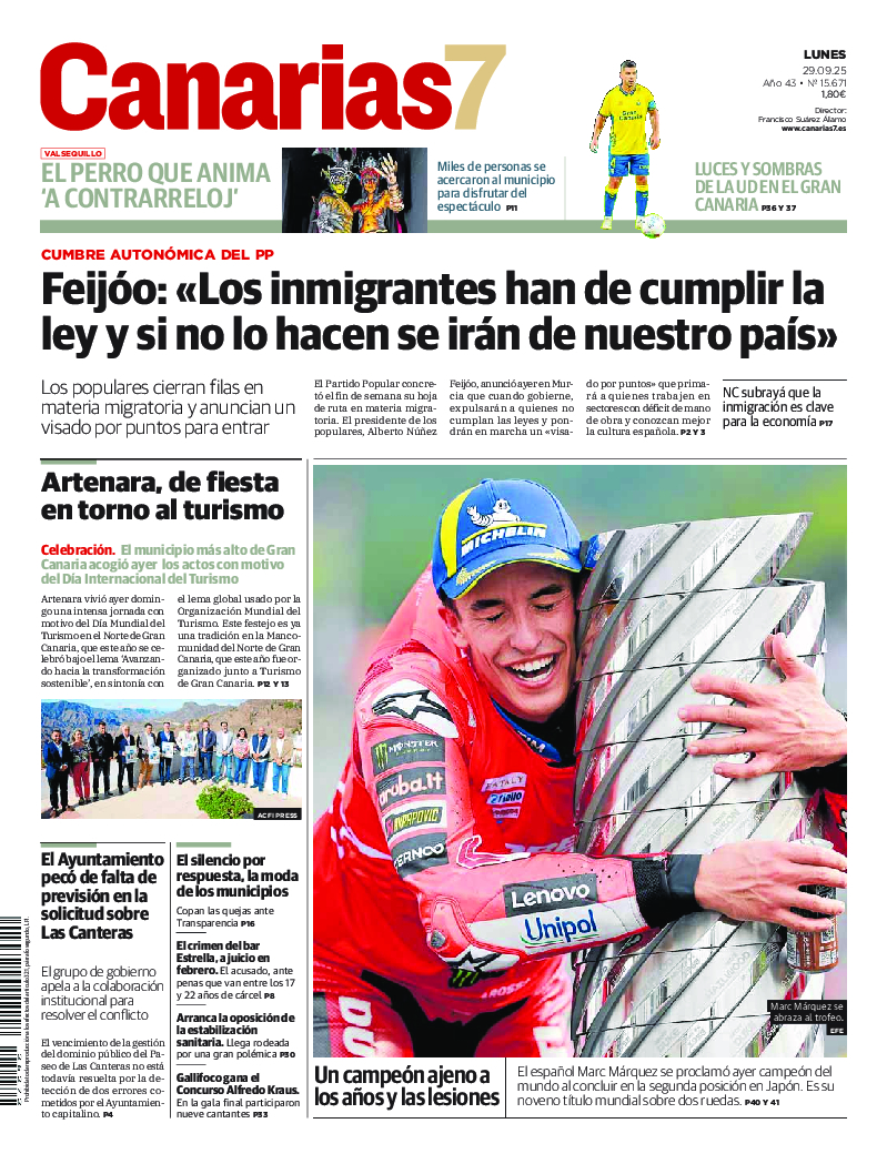 Portada Canarias7 29-09-2025