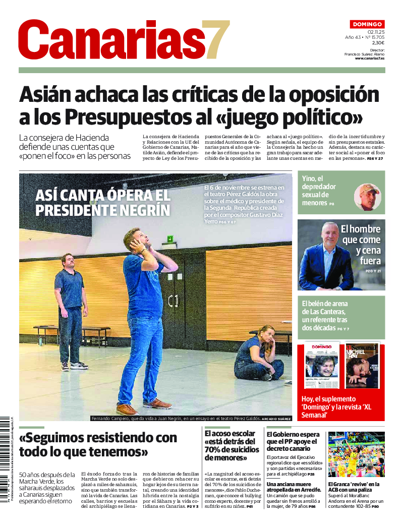 Portada Canarias7 02-11-2025