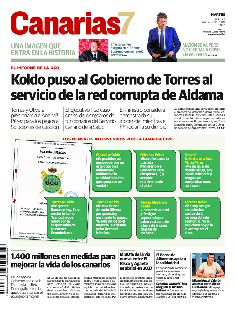 Portada Canarias7 04-11-2025