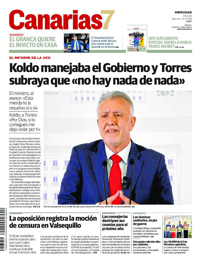 Portada Canarias7 05-11-2025