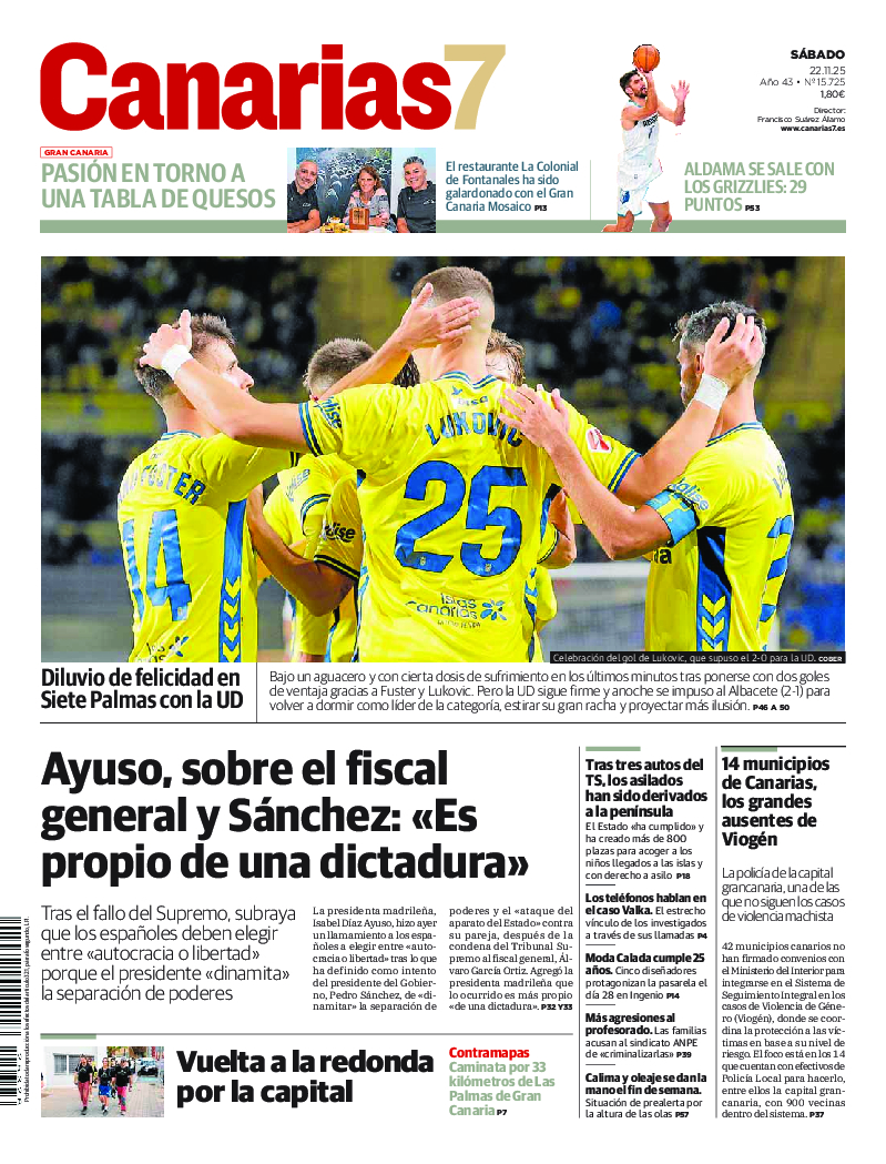Portada Canarias7 22-11-2025