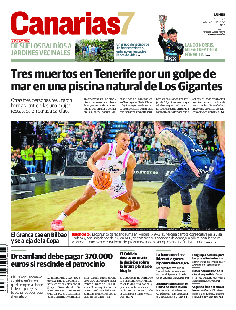 Portada Canarias7 08-12-2025