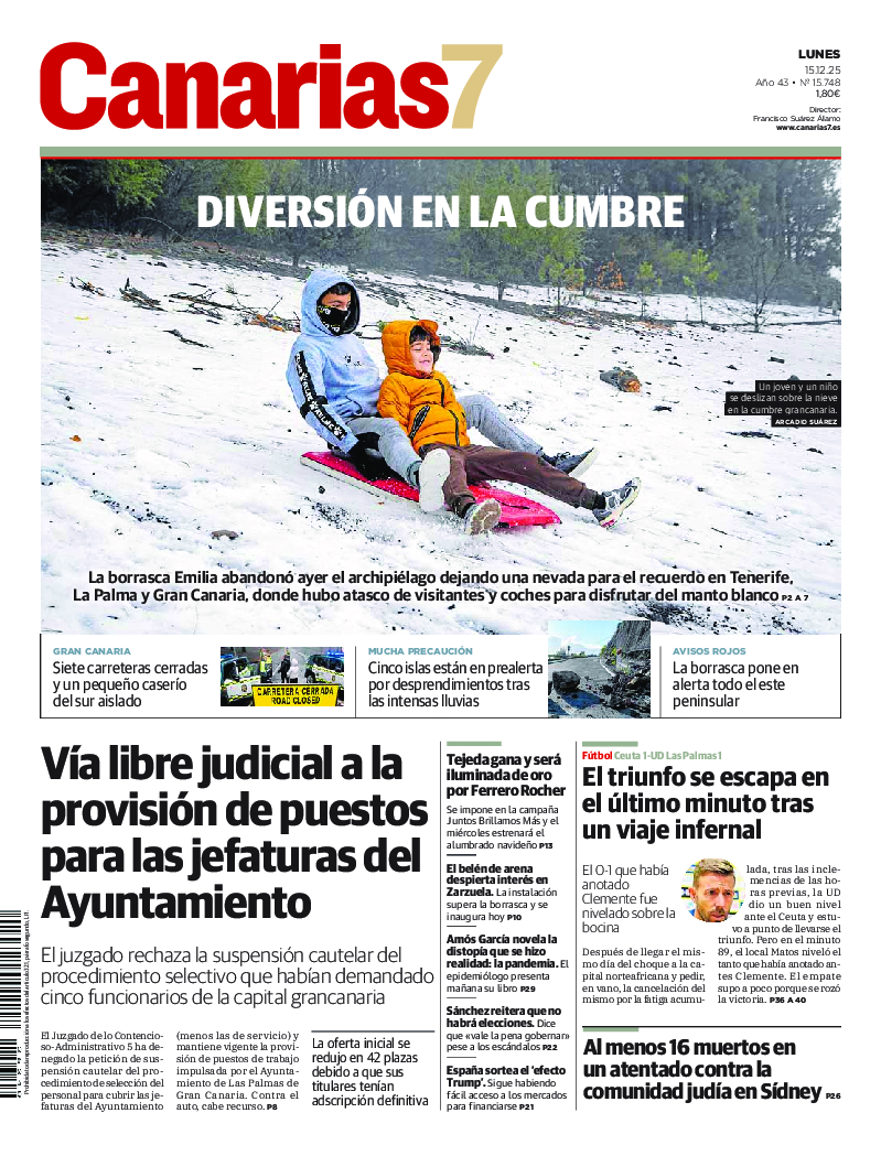 Portada Canarias7 15-12-2025