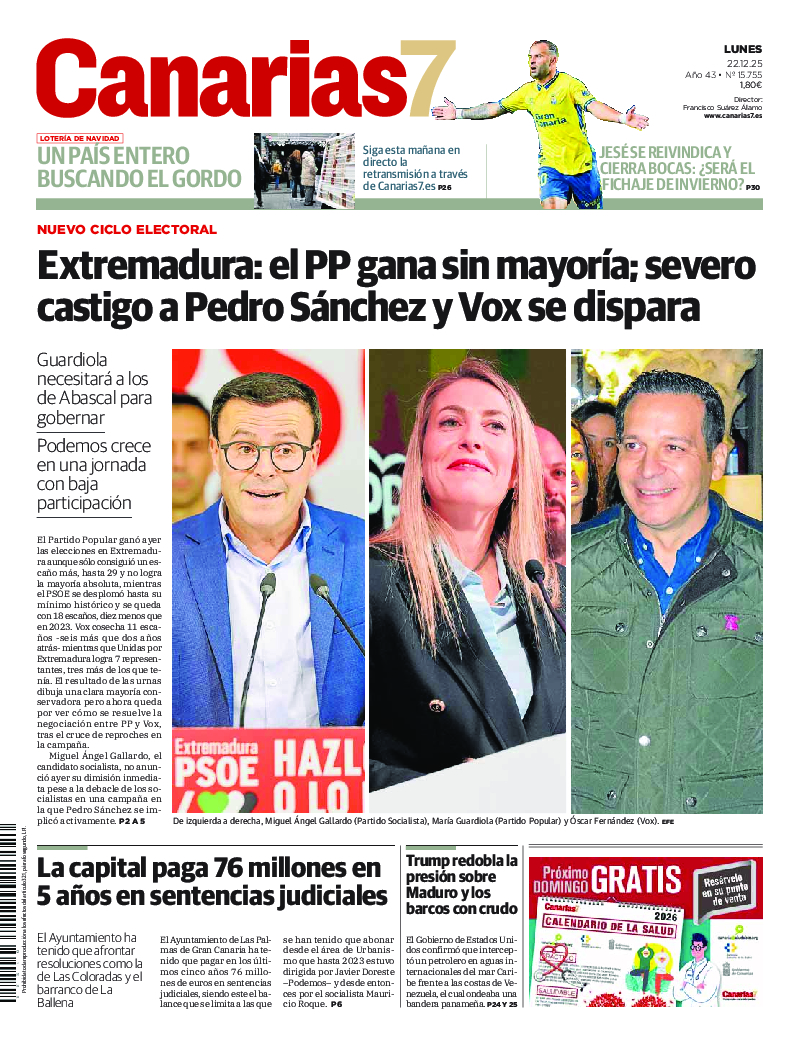 Portada Canarias7 22-12-2025