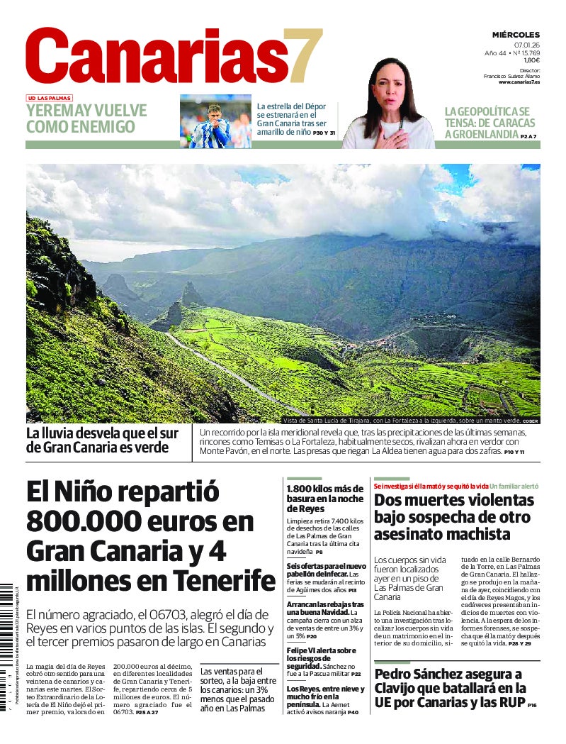 Portada Canarias7 07-01-2026