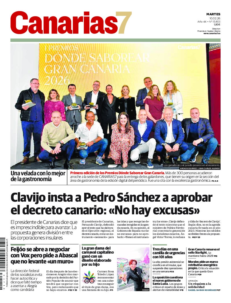 Portada Canarias7 10-02-2026
