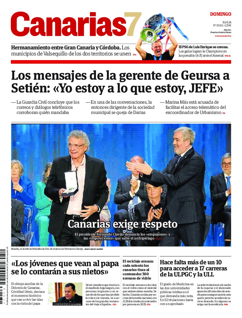 Portada Canarias7 31-05-2026