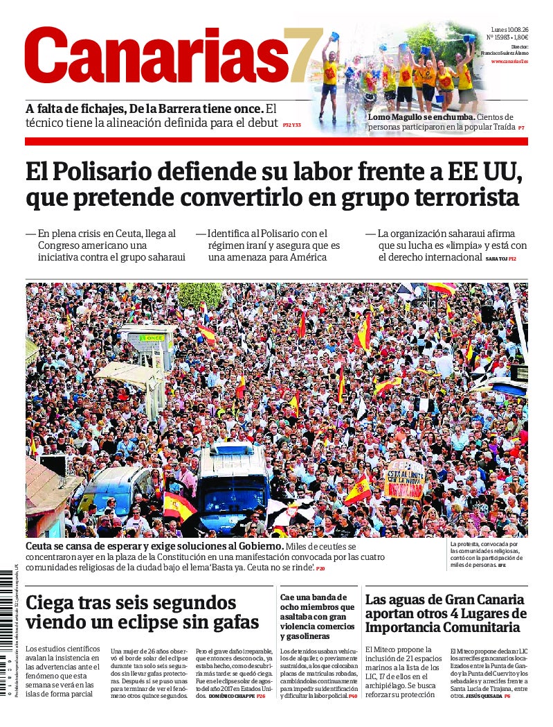 Portada Canarias7 10-08-2026
