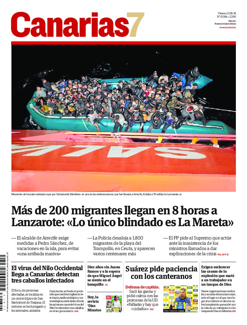 Portada Canarias7 21-08-2026