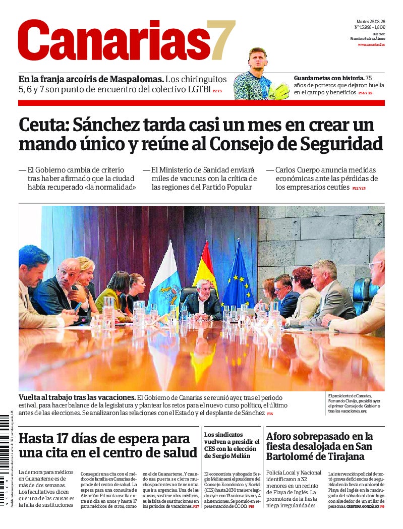 Portada Canarias7 25-08-2026