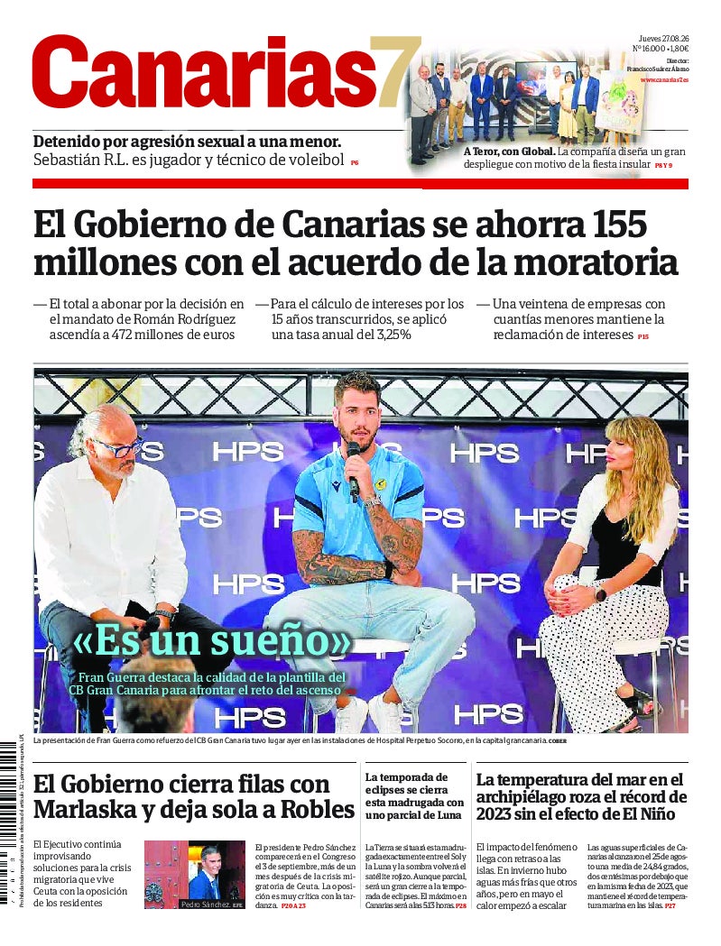 Portada Canarias7 27-08-2026