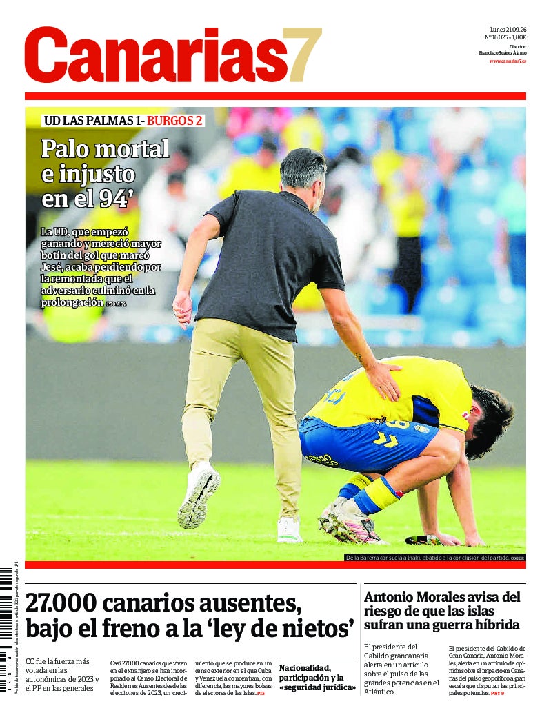 Portada Canarias7 21-09-2026