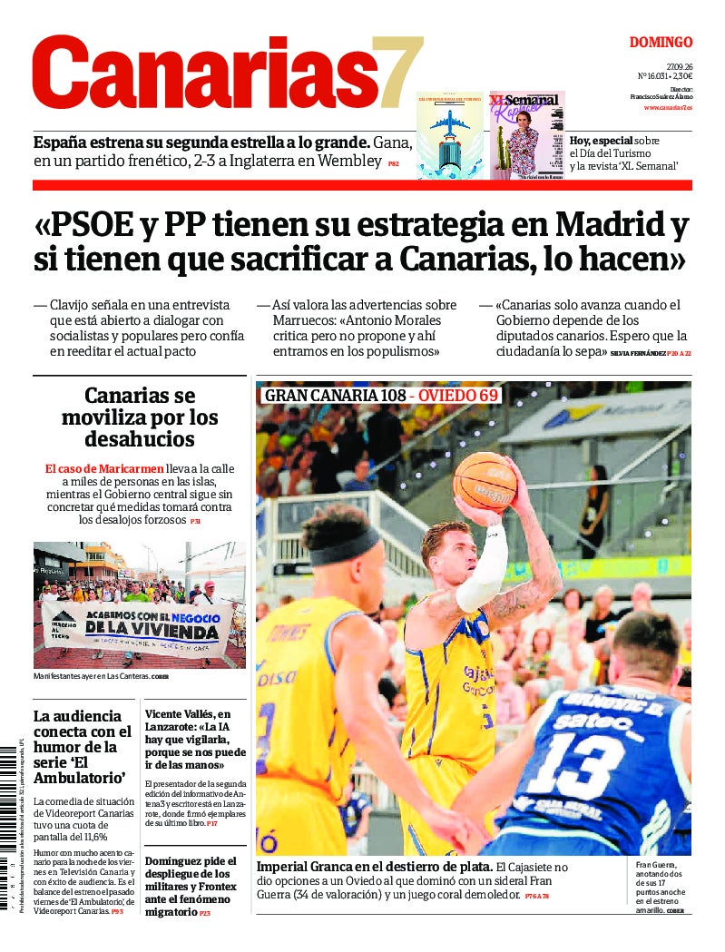 Portada Canarias7 27-09-2026