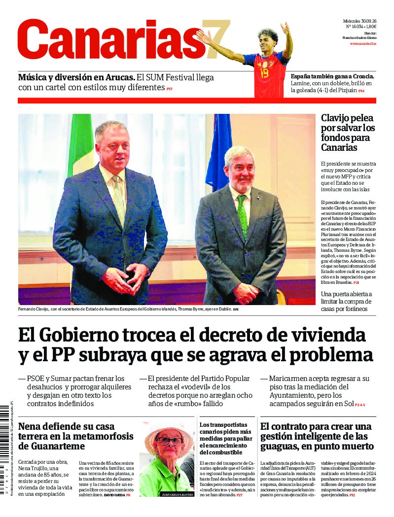 Portada Canarias7 30-09-2026